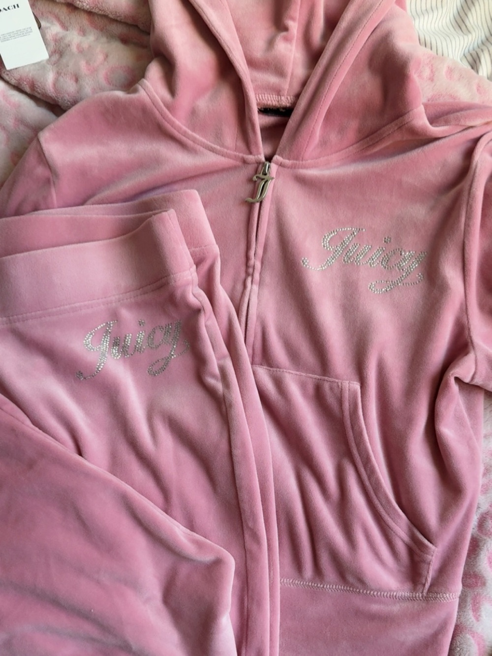 Juicy Couture Pink Velour Hooded Zip Jacket & Matching Pants